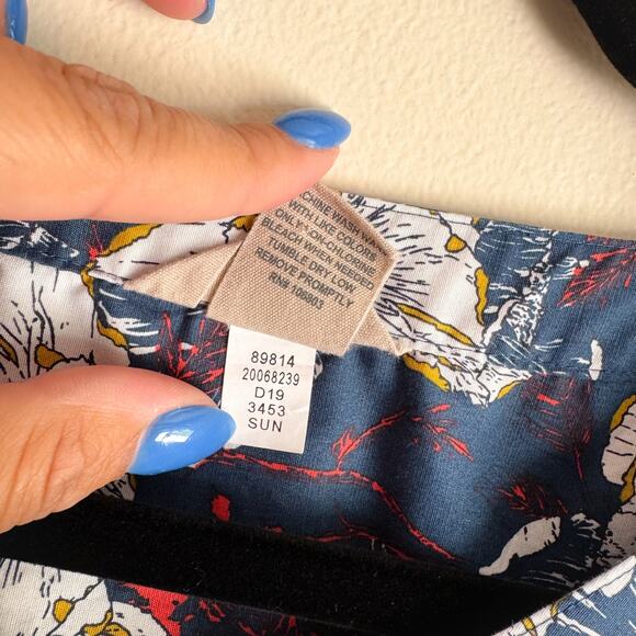 Duluth Trading Co Blue + White Floral Print Button Front Cotton Blouse - 2X - Picture 4 of 7